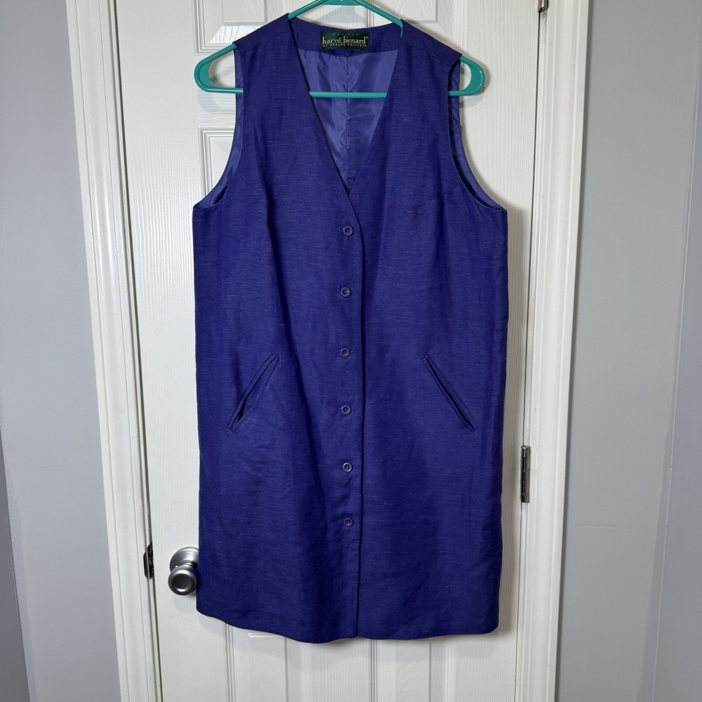 Vintage Harve Benard Purple Linen Jumper Dress 12 Preppy Royal